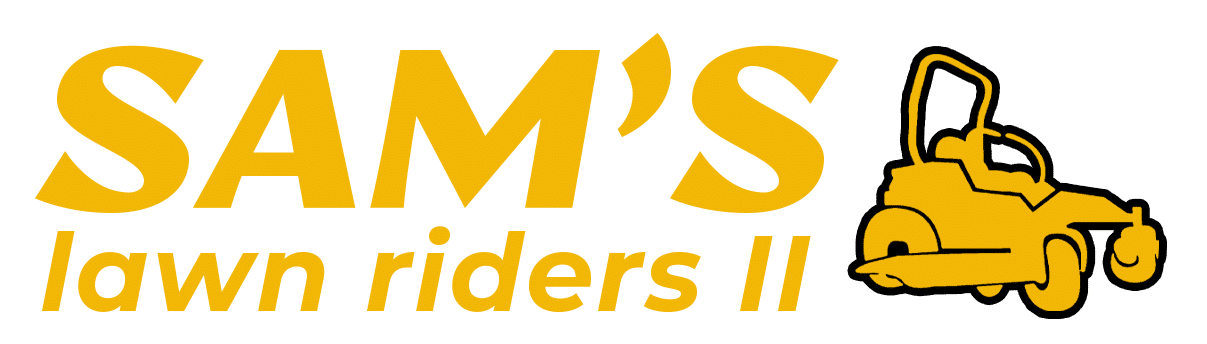 Sam's Lawn Riders 2 logo with zero-turn lawn mower